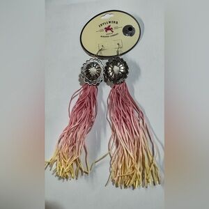 Idyllwind Silver Floral Earrings with Pink and Yellow Fringe